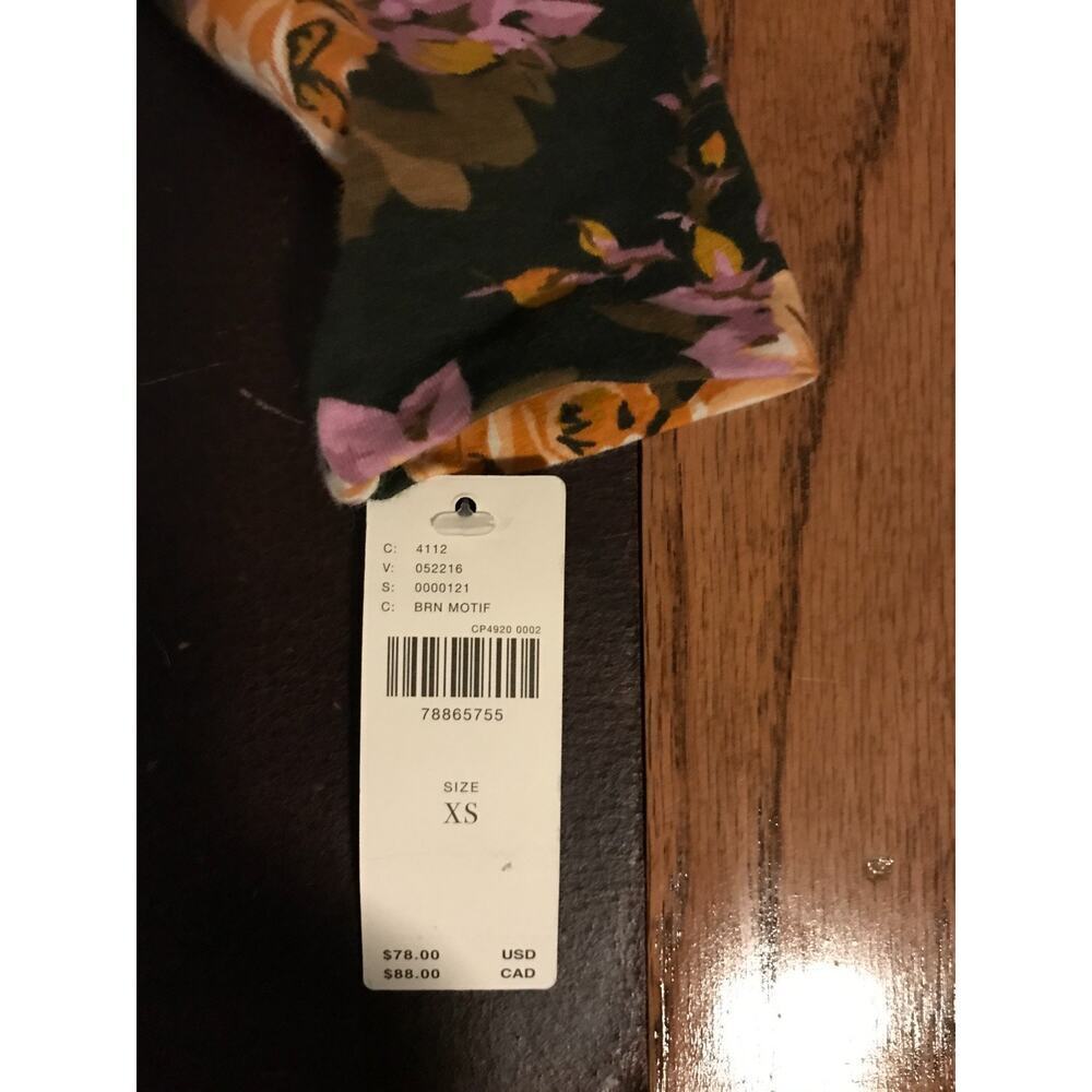 NWT Anthro Floral Turtleneck Top XS Puff Sleeve Brown Boho - Picture 9 of 12